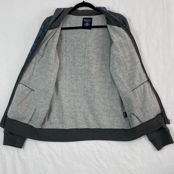 Bluenotes Hoodie Zip Up Gray with Painted Blue Roses - Picture 10 of 11
